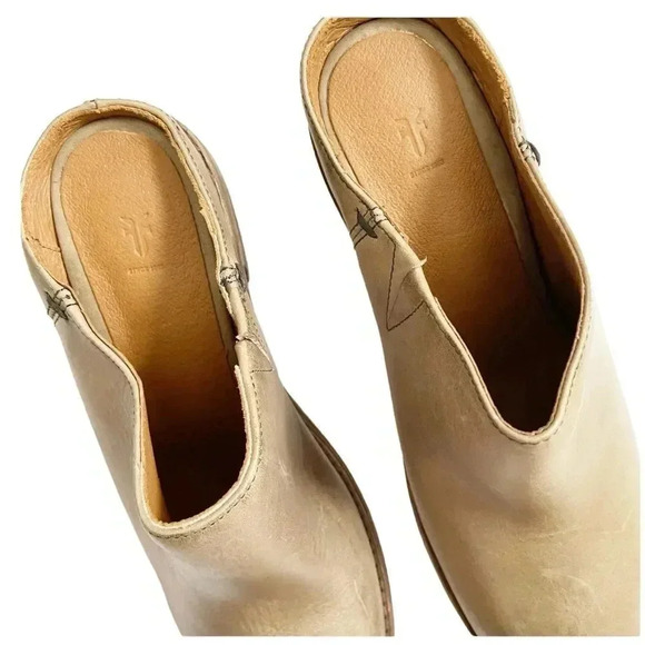 NEW Frye Rosalia Leather Mules Stone size 8.5 - Picture 4 of 10